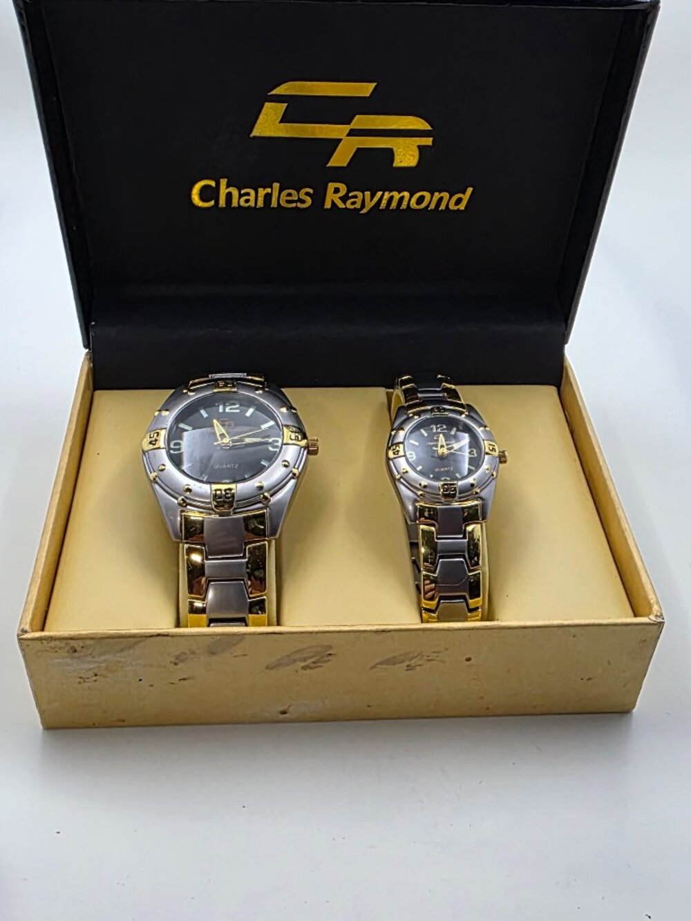 Vintage Charles Raymond His & Hers Two-Tone Quartz Watch Set (Models V0369G & V0